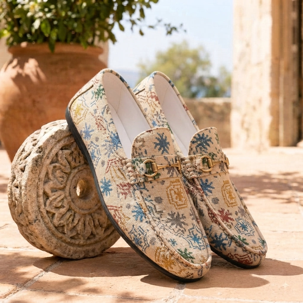Diego | Mocasin hombre tejido étnico multicolor
