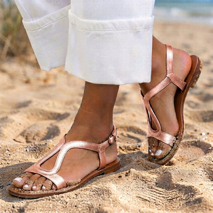 Coral | Sandalia mujer plana tiras